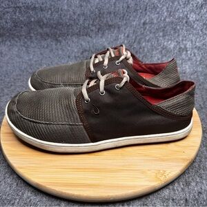 Olukai Nohea Lace Mesh Brown Boat Shoes Stretch‎ Size 9